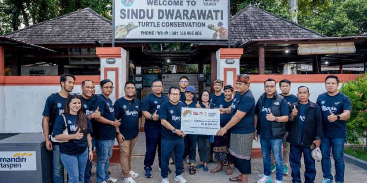 Dukungan Konservasi Penyu di Pantai Sindhu Denpasar oleh Bank Mantap