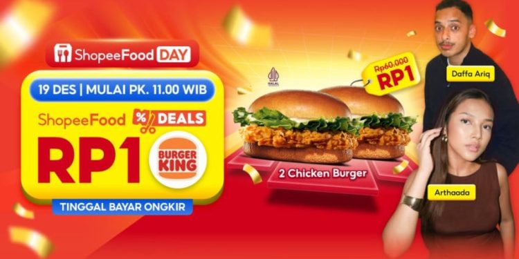 Promo Spesial Burger King Rp1 di ShopeeFood Sambut Kejutan Akhir Tahun